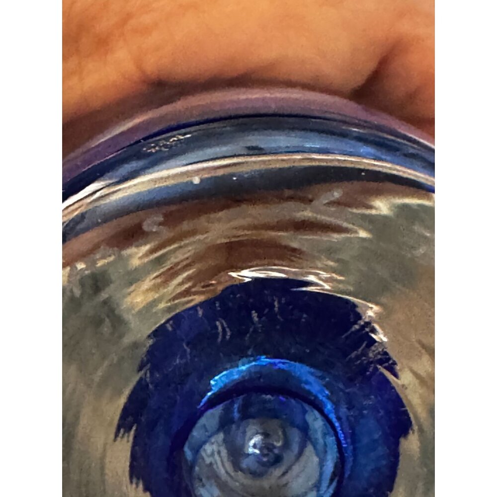 Vintage Vas Vitreum Sweden Cobalt Bubble Art Glass Bud Vase 10" Signed With Gift - Picture 10 of 11